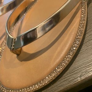 Brand new diamond detail rose gold flip flops